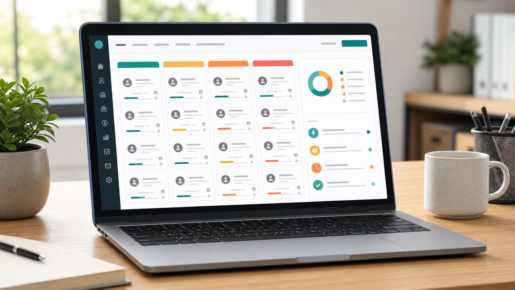 CRM workspace preview on a laptop